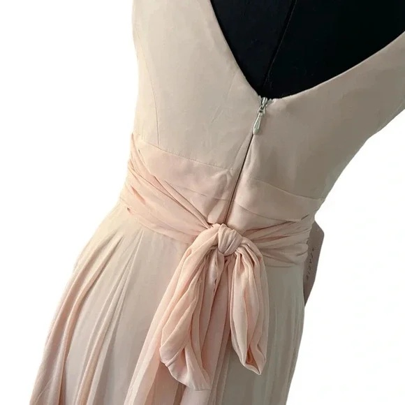 NWT Azazie Pearl Pink Bianca Chiffon Gown Size 6 - Picture 5 of 12